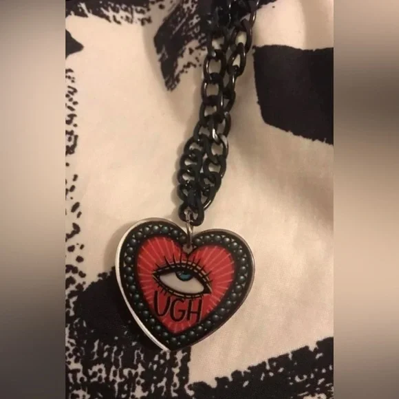 UGH Eyeroll Sarcasm Whatever 90s Eye Providence Ra Sun Rays Kawaii Punk Necklace - Picture 5 of 9